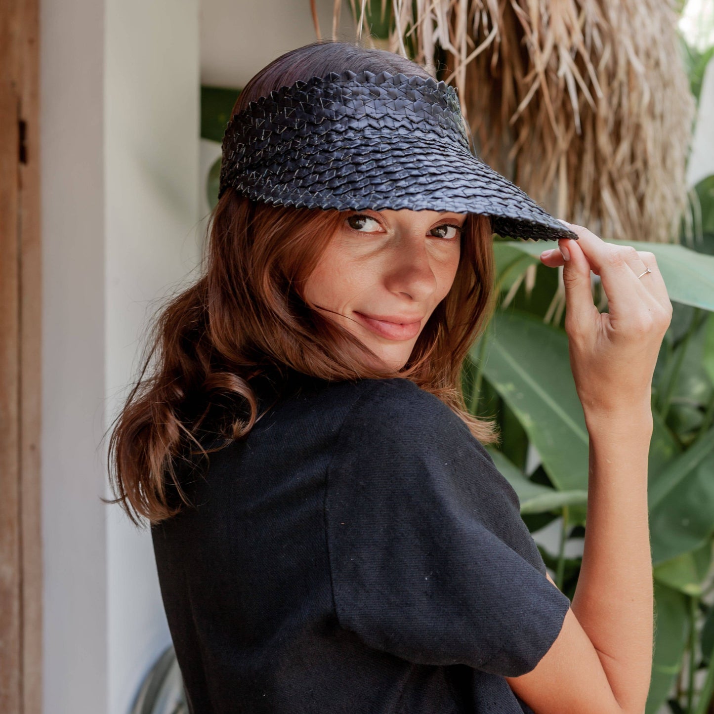Rattan Sun Visor in Black