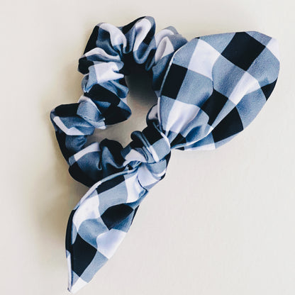 Navy Gingham Bow Scrunchie